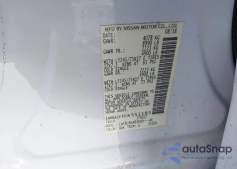 2018 Nissan Titan Xd S Diesel z USA, uszkodzony, nr VIN 1N6BA1F39JN551185